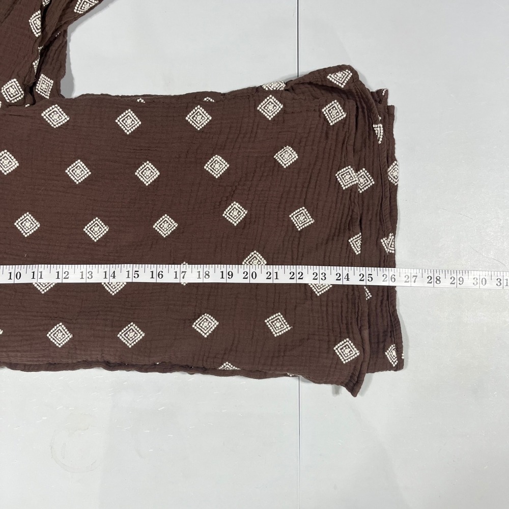 Cynthia Rowley Fairy Grunge Artsy Brown Double Gauze Cotton Embroidered Top 1X - Picture 7 of 9